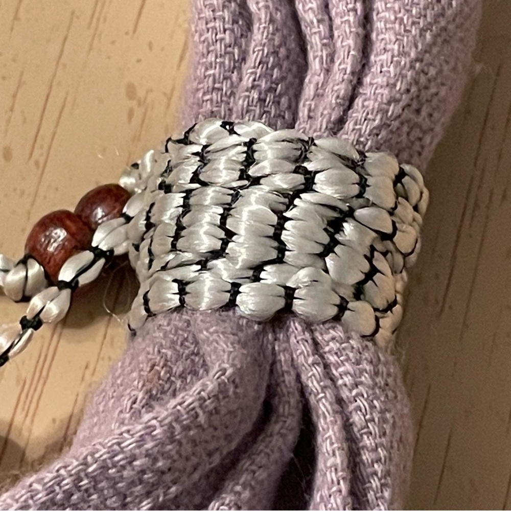 Soft Gray lilac Purple Boho Slouchy Tote with Sequin and Embroidered Details - Picture 6 of 12